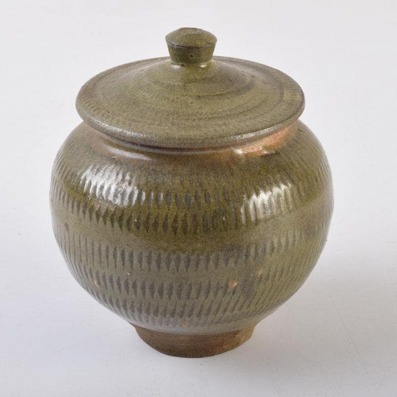 タイ古陶磁　スンコロク　宋胡録　青磁　蓋壷　C　9088