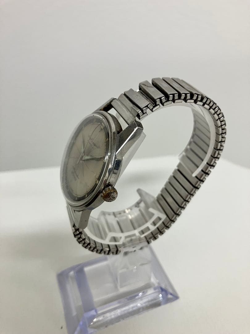 引*ぎ様 シルバー 手巻き時計 ステンレスバンド不動