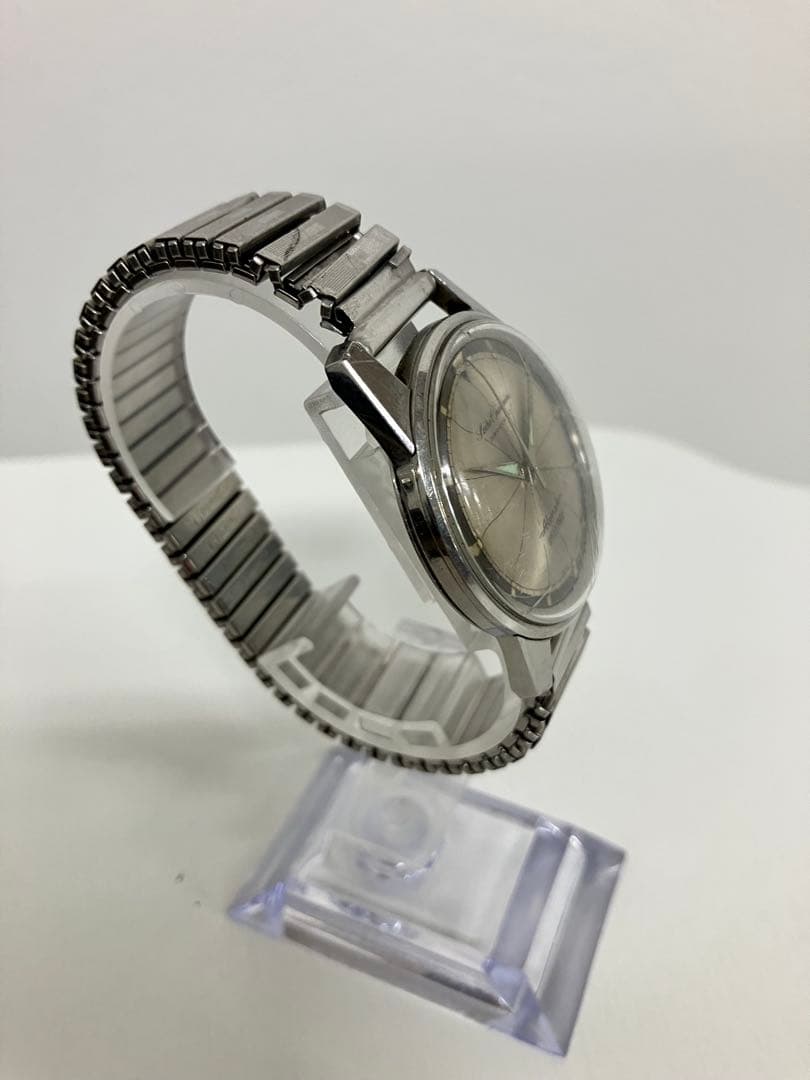 引*ぎ様 シルバー 手巻き時計 ステンレスバンド不動