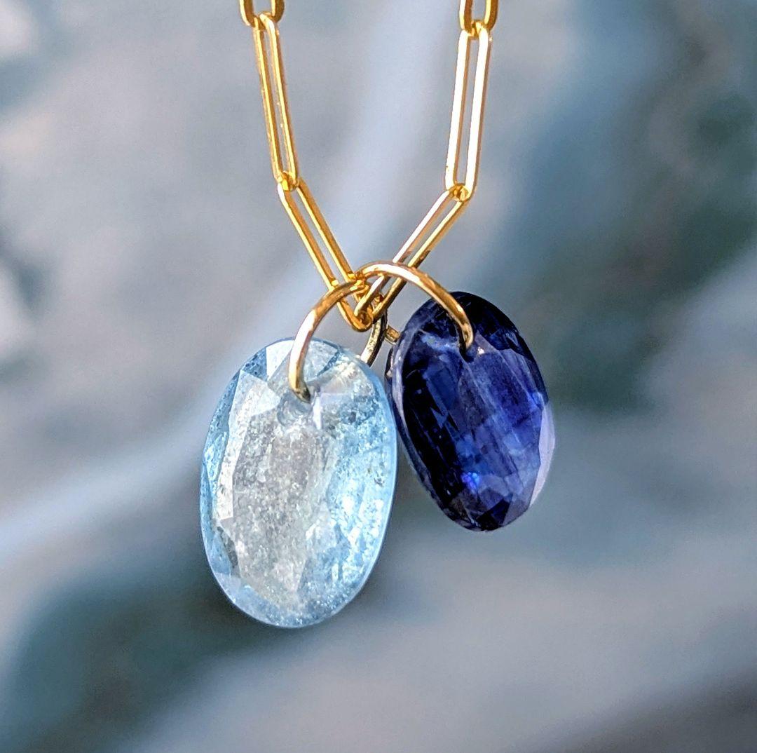 ♢N♢K18 アクアマリン＆カイアナイト セットチャーム