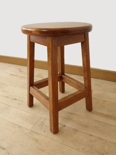 北海道手作り家具　ケヤキ（欅）材　スツールD　座面一枚板