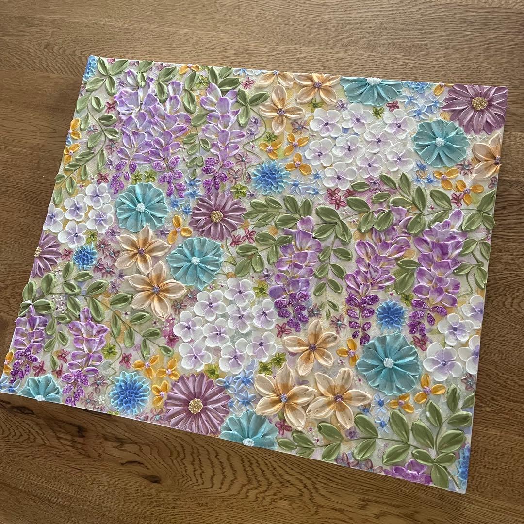 花柄　絵画 藤の花 藤 藤の絵 藤柄 テクスチャーアート ボタニカル