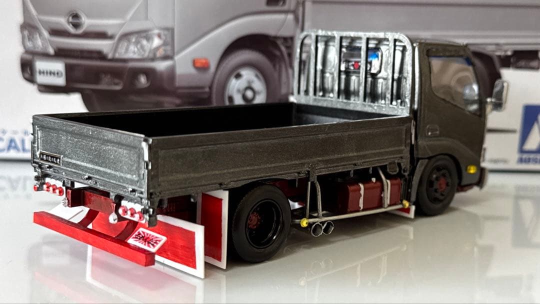 楽プラ　デコトラ　デュトロ　平ボディ　アオシマプラモデル完成品