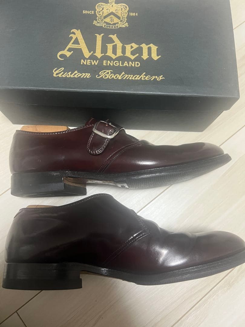 Alden バーガンディ モンクストラップシューズ9 1/2