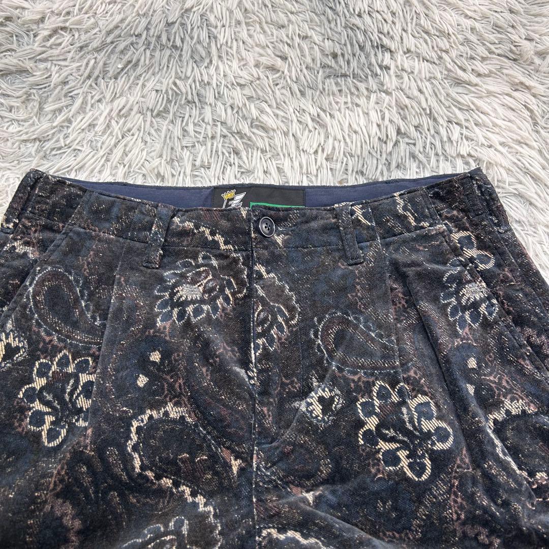 m6697【FAT】サルエルパンツ コーデュロイ 2タック ペイズリー柄