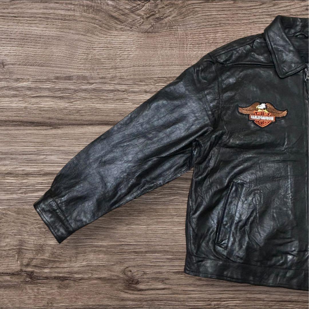 やすお90sレザージャケットシングルライダースハーレーダビッドソンカスタム
