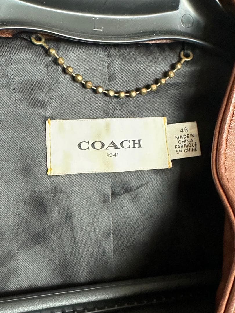 COACH レザーシングルライダースジャケット 48