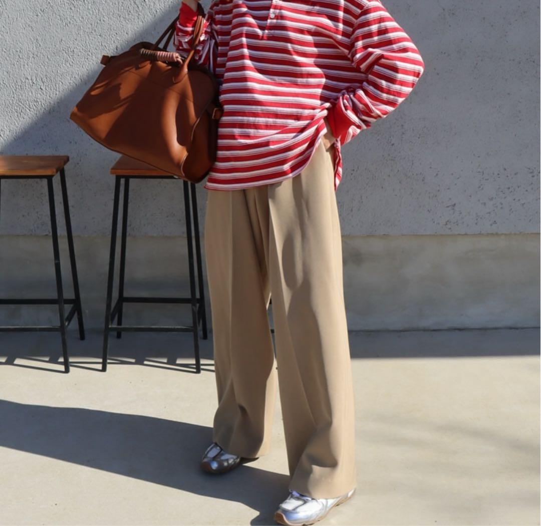 【epa】twill wide pants ツイルワイドパンツS ベージュ