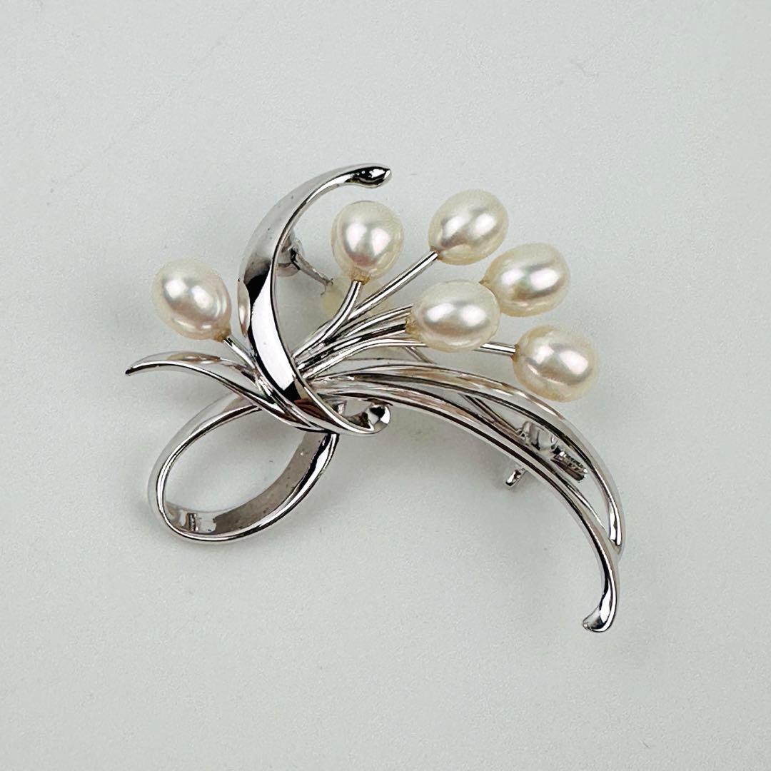 美品　タサキ　シルバーパールブローチ 約5cm コサージュ　アクセサリー
