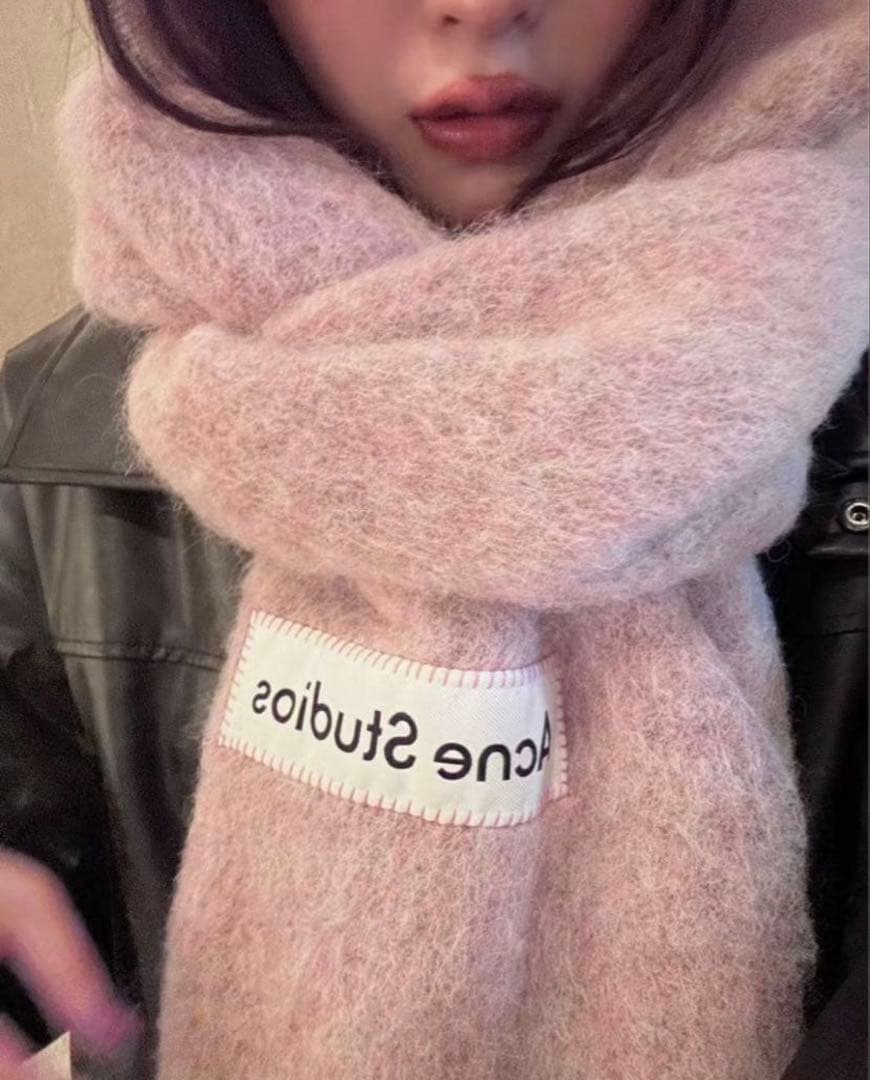 Acne Studios ウールモヘアスカーフ ピンク