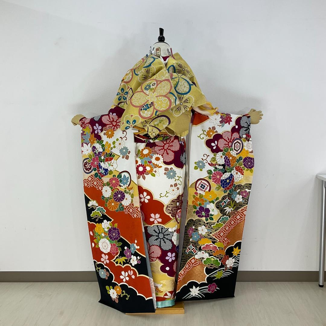 かんろ　ふくよかさん対応　正絹お振袖　フルセット　巾広胴裏込み