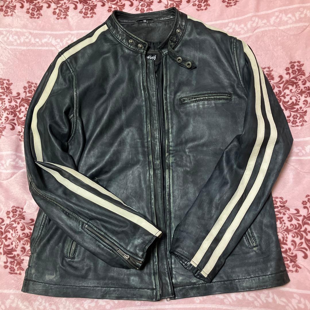 one and half ラムレザーシングルライダース ジャケット