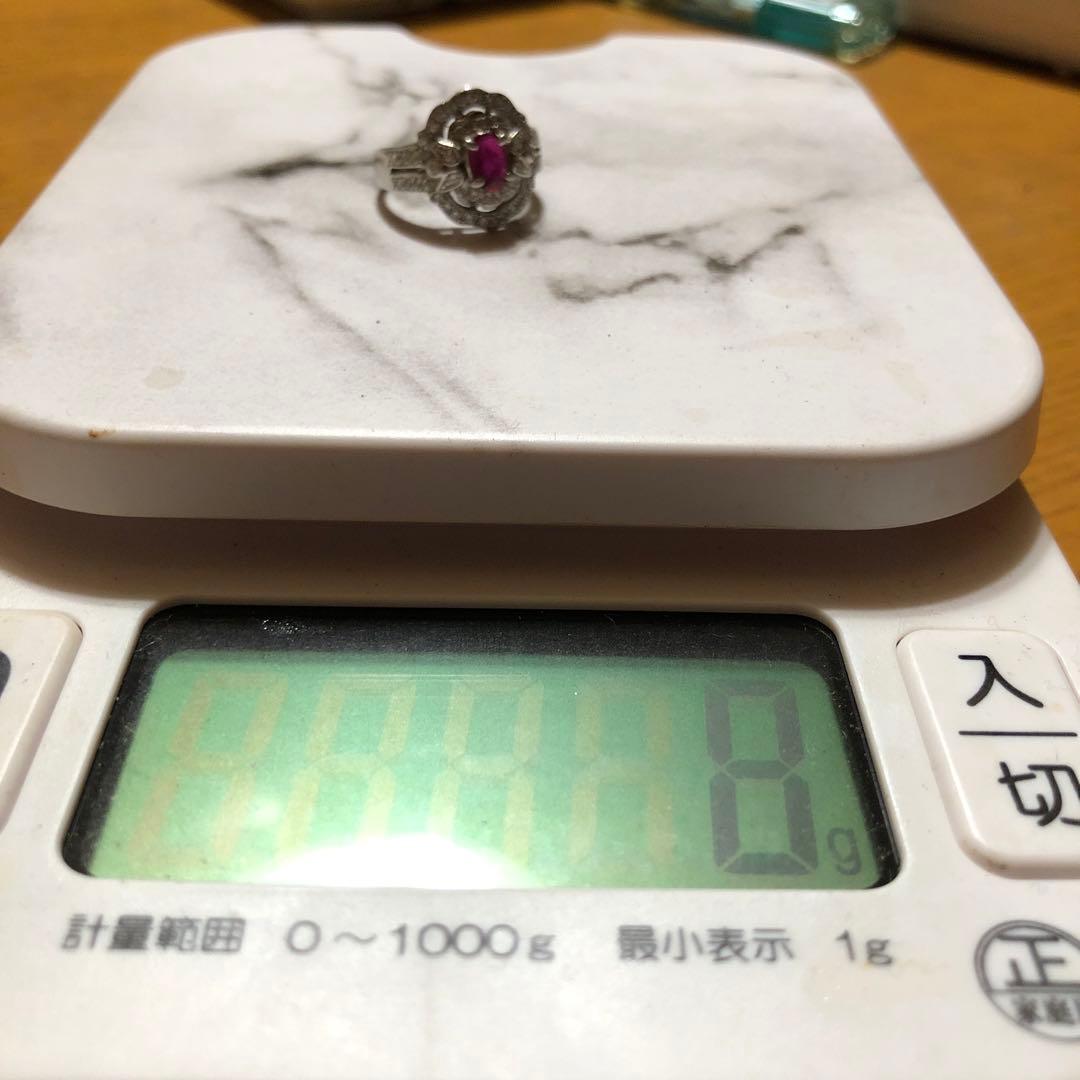 プラチナ900ルビー 花モチーフ リング