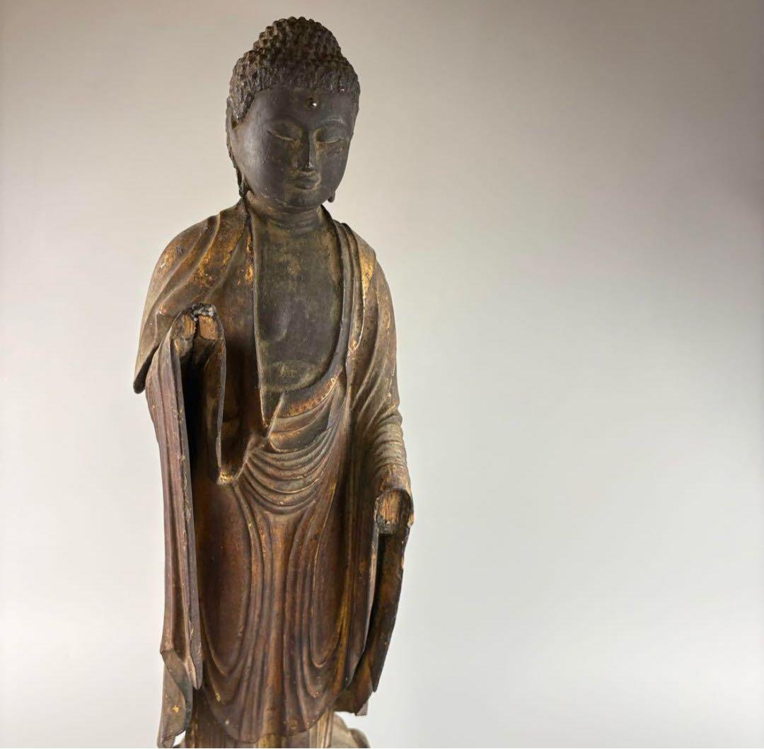 時代 仏教美術 木彫 如来 仏像 高さ約53cm 釈迦 如来