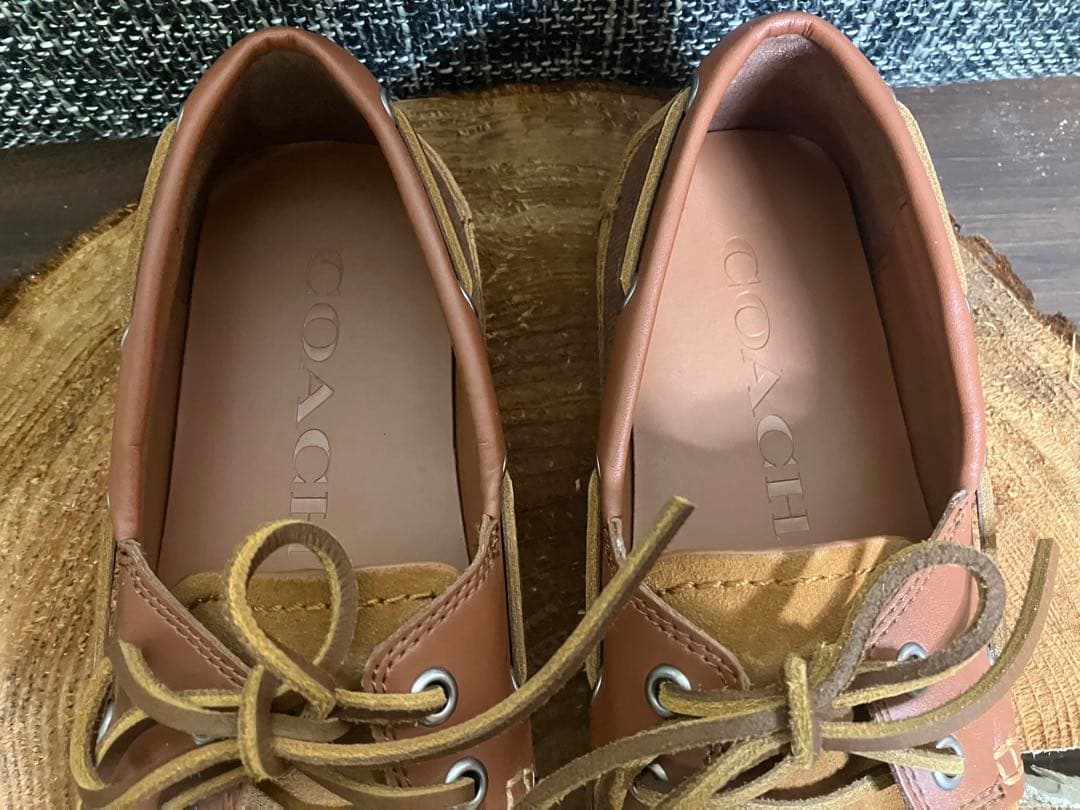 【極美品】 COACH コーチ　スウェード×レザー　デッキシューズ