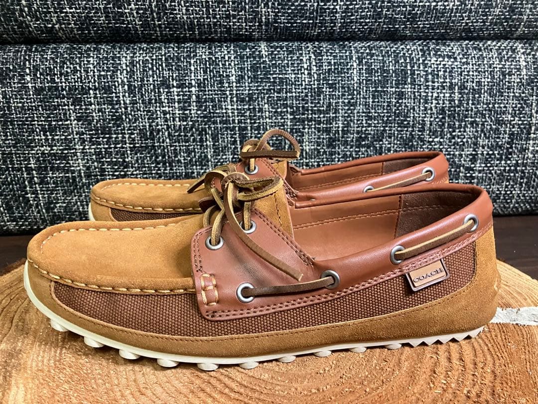【極美品】 COACH コーチ　スウェード×レザー　デッキシューズ