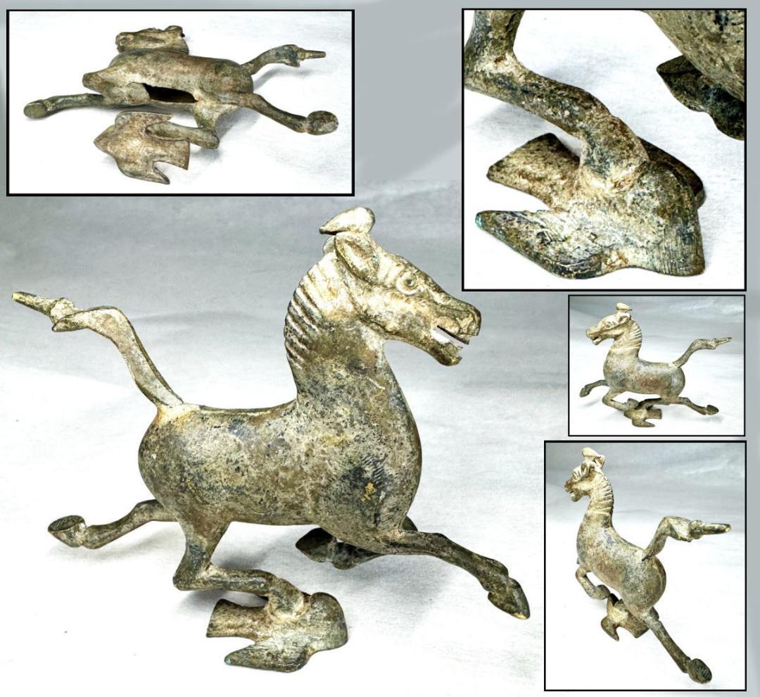 博物館級 東漢時代 古青銅馬踏飛燕 古賞物 古漢 置物 古美術 WWST075