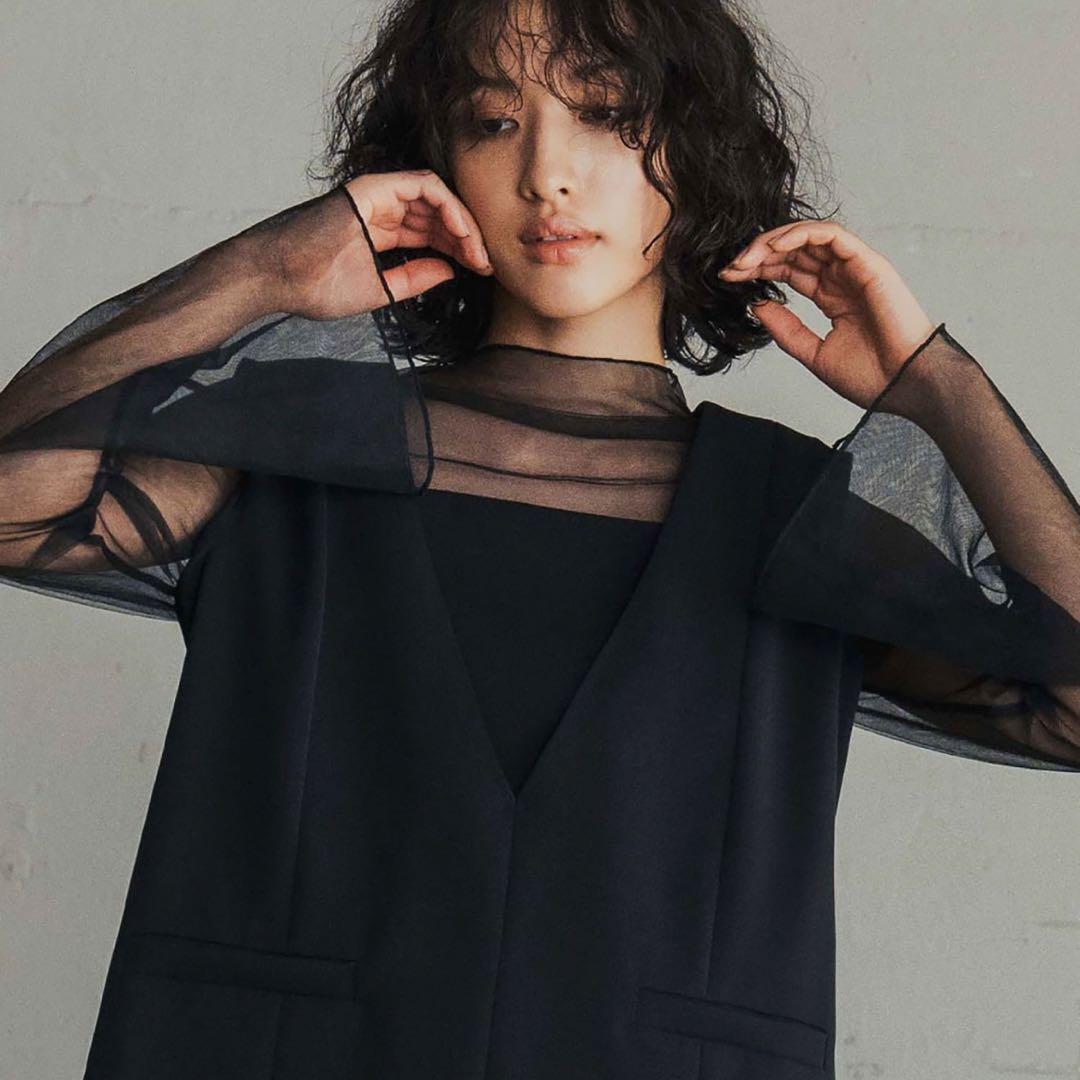 GIRL チュールレイヤードトップス&ワイドパンツ セットアップ 低身長 結婚式