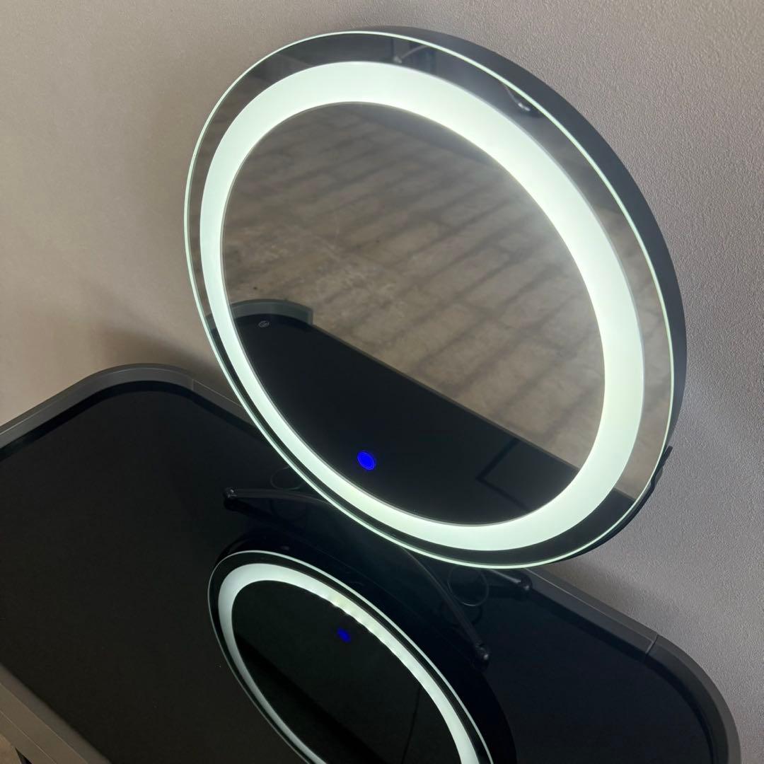 美容室セット面5面　円形自立式ミラー LEDライト付き　机は別売り