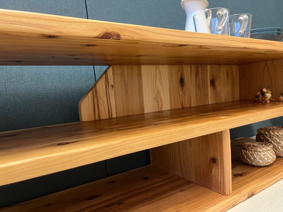 【在庫整理】 テレビボード 棚板付き 縦格子型 シェルフ 小物置き 杉 120