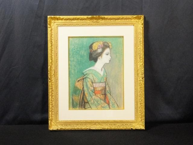 田村孝之介　直筆サイン『舞妓』ペーパーにパステル画 10号 0418K