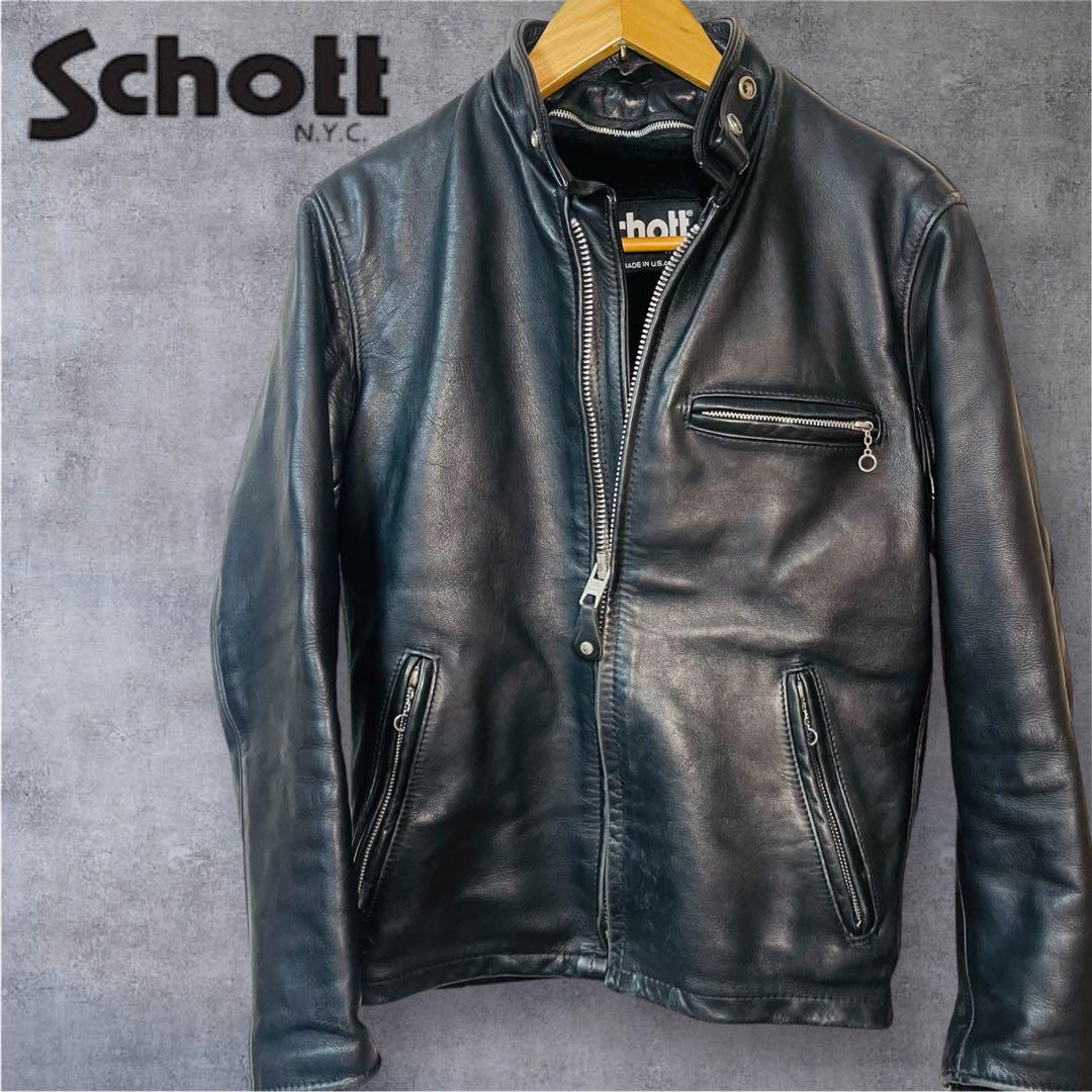 Schott ショット 642系 シングルライダース USA製 ボア 黒 36