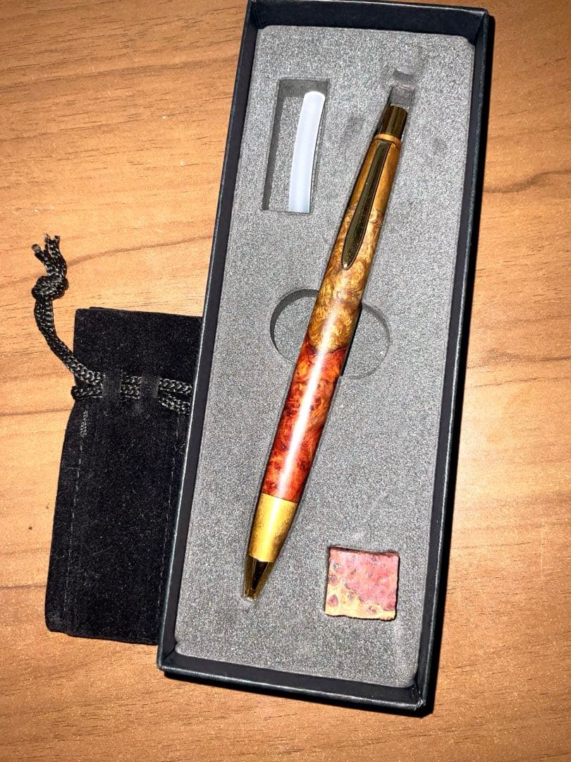 ボナンペン シャーペン0.5mm(花梨紅白/色物金具・古風) 値下げOK