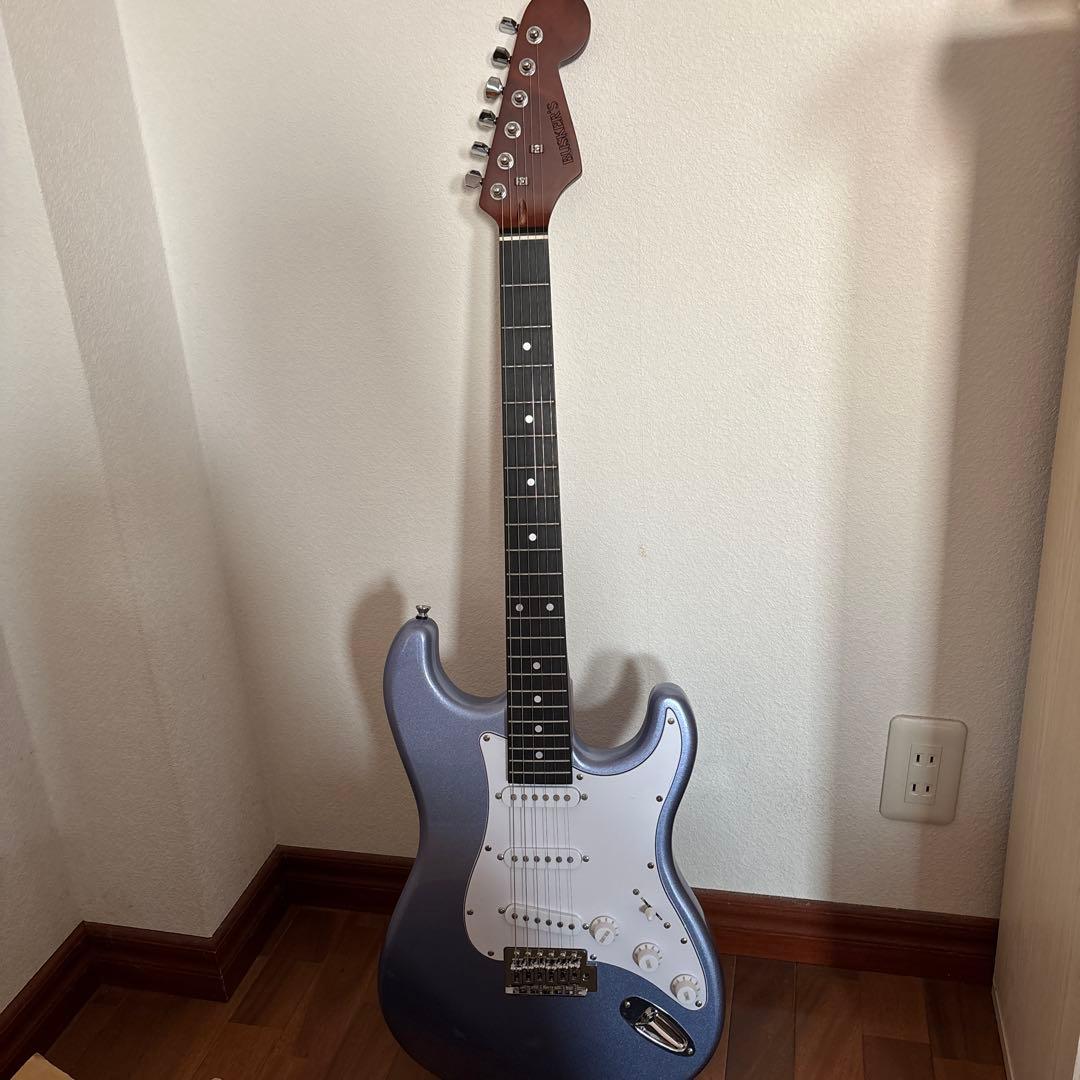 バスカーズエレキギター 青紫、付属品付き