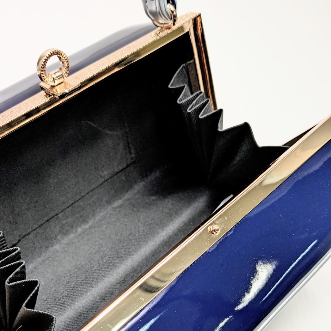 和装 草履 バッグ セット エナメル 幅広 スクエア シルバー×ネイビー k24