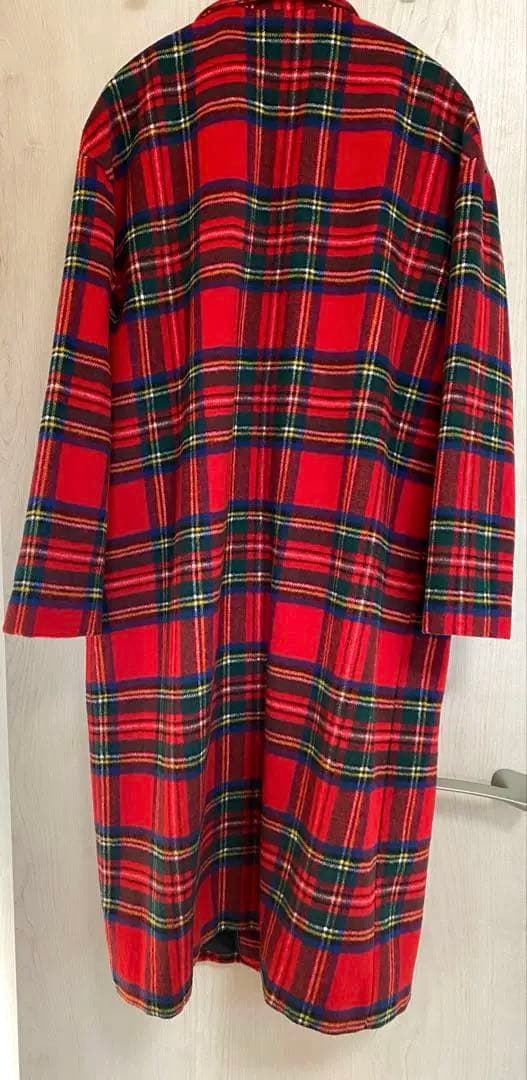 ZARA trf チェック柄 赤　チェスターコート ロングコート　秋冬