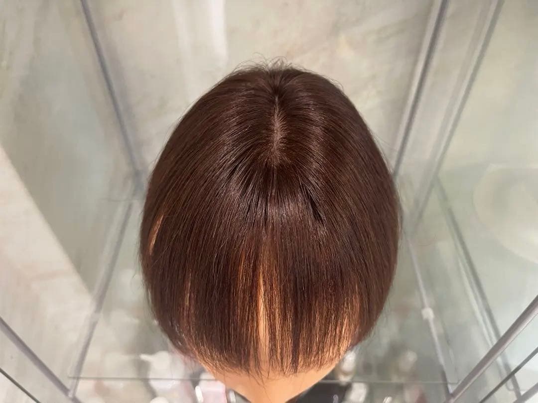 人毛100%ブラウンバランス調整ウィッグ