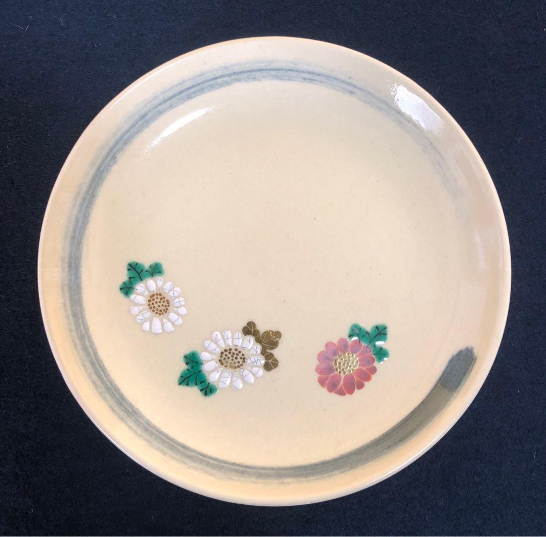 《R》仁清写菊 銘々皿5客 永楽善五郎造 共布 共箱 251208お4