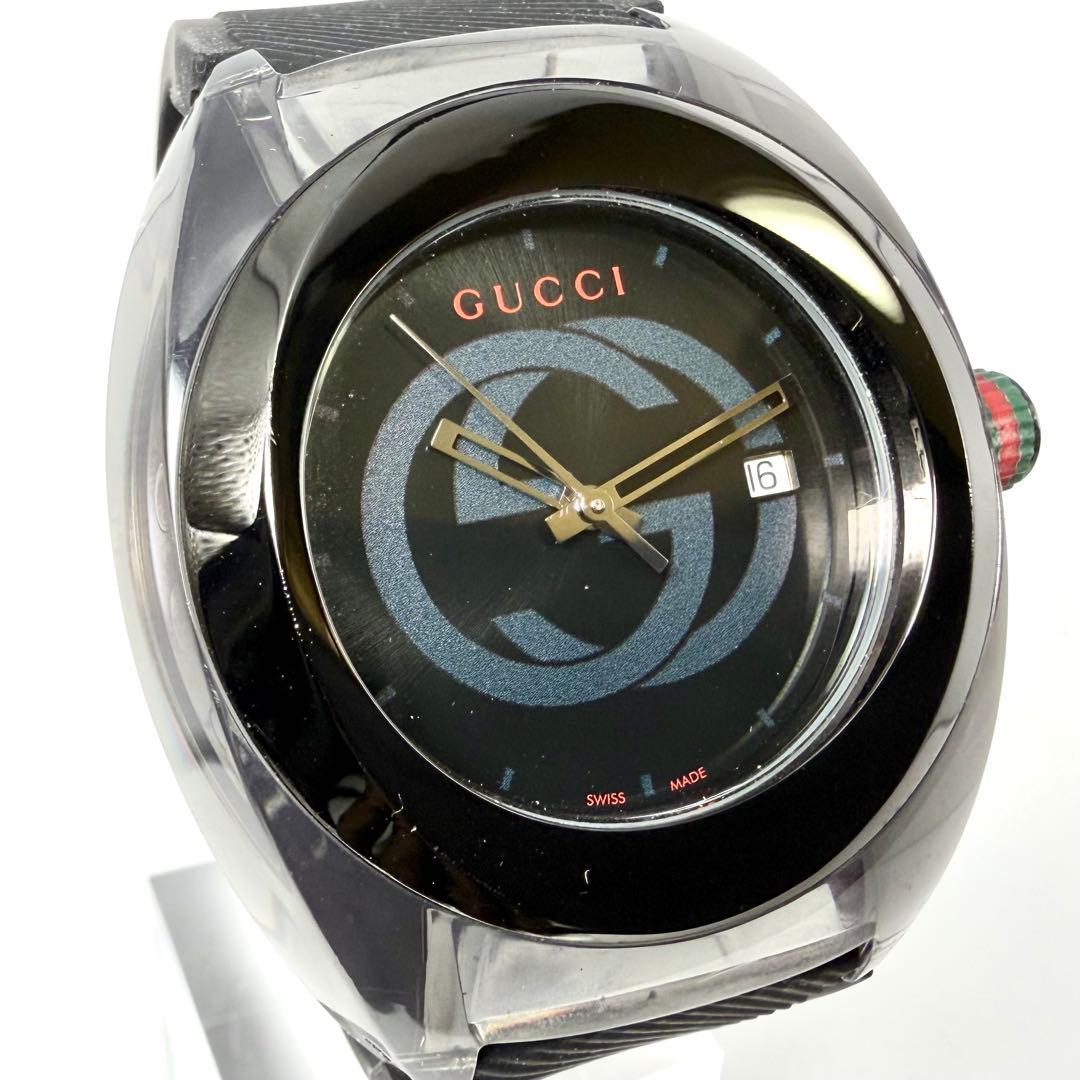 【美品/稼働品】グッチ シンク137.1 腕時計 シェリーライン ロゴ文字盤