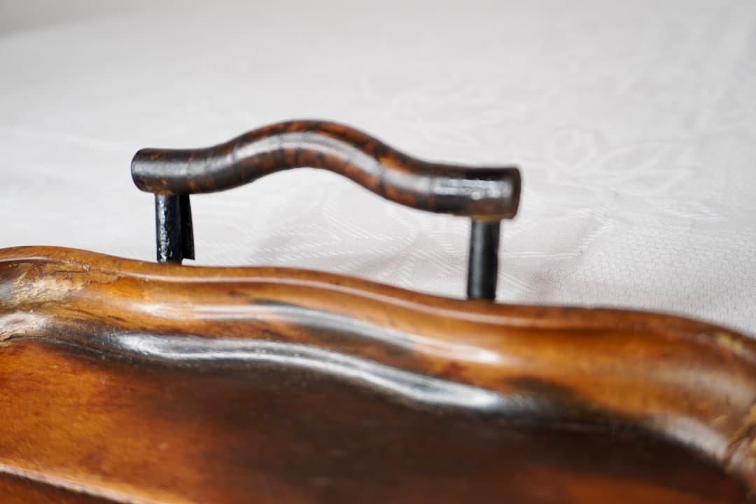 イギリス アンティーク 木製のブレッドクラムブラシとトレイ