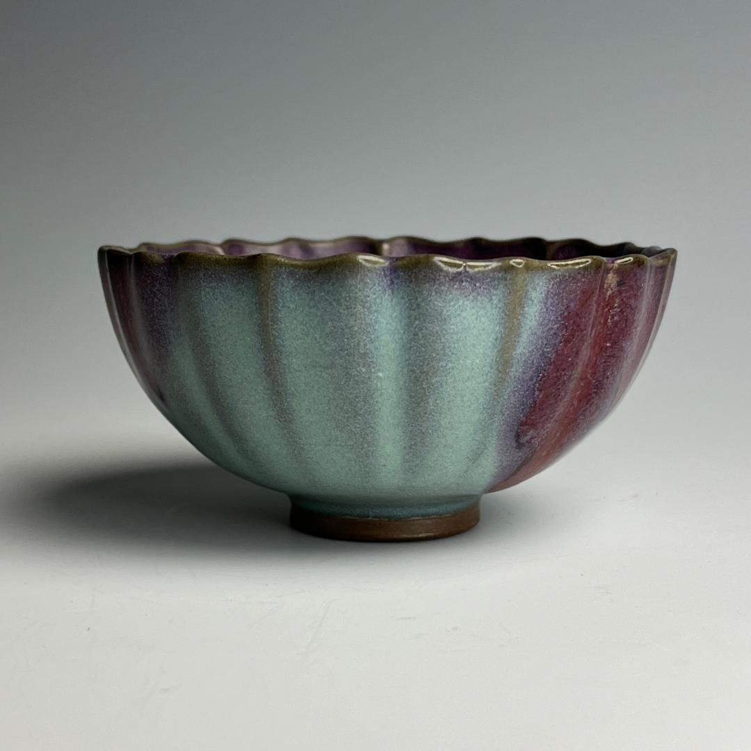 鈞窯天藍釉紫斑陵花盞 盃 中国古玩 中国美術 唐物 A899a