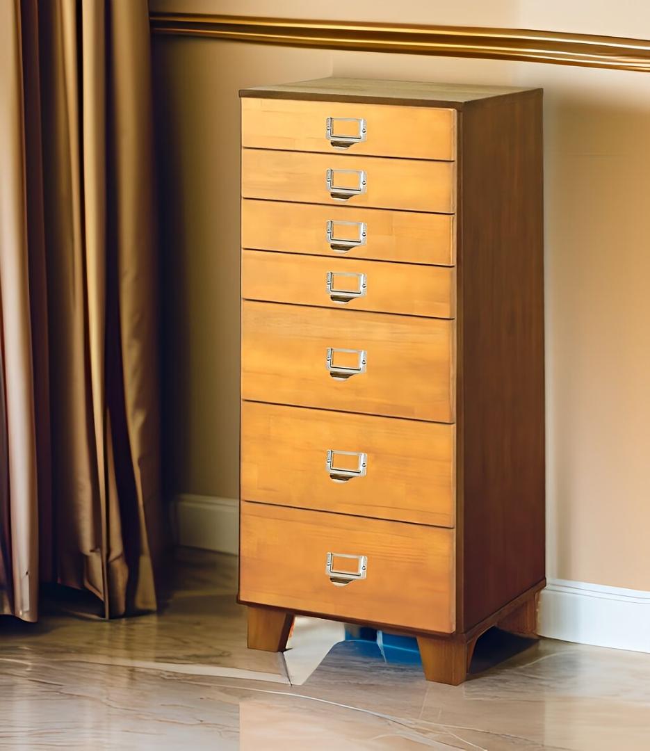 天然木パイン・A4サイズ・ツートン多段チェスト7段選べる取っ手