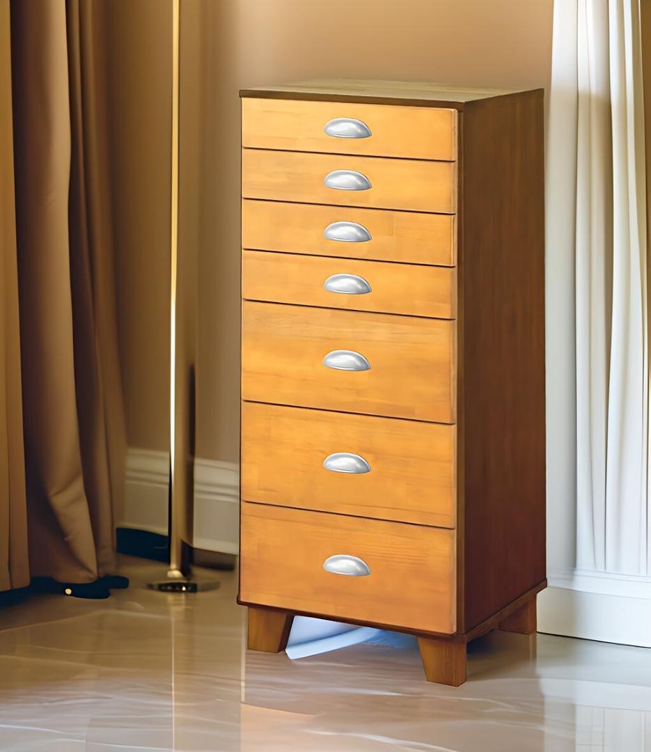 天然木パイン・A4サイズ・ツートン多段チェスト7段選べる取っ手