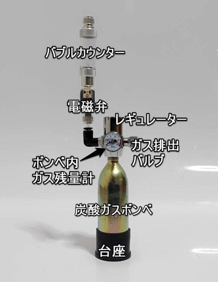 電磁弁一体型　CO2レギュレーター　ボンべ付き　低発熱電磁弁　全国送料無料