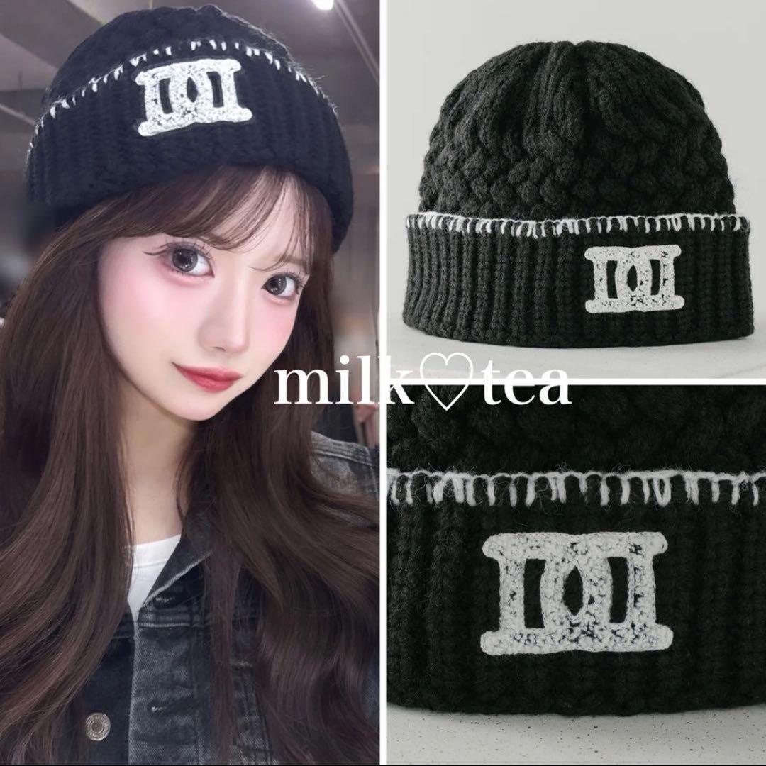 新品未開封タグ付き ダーリッチ DDロゴバスケットニットビーニー 黒 ブラック