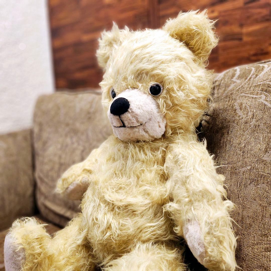 m*y様 アンティーク 64cm 大きなテディベア イエロー 東欧 チェコ ヴィ