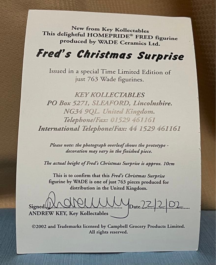 超レア！美品！WADE 763体限定　ホームプライド　フレッド君フィギュア