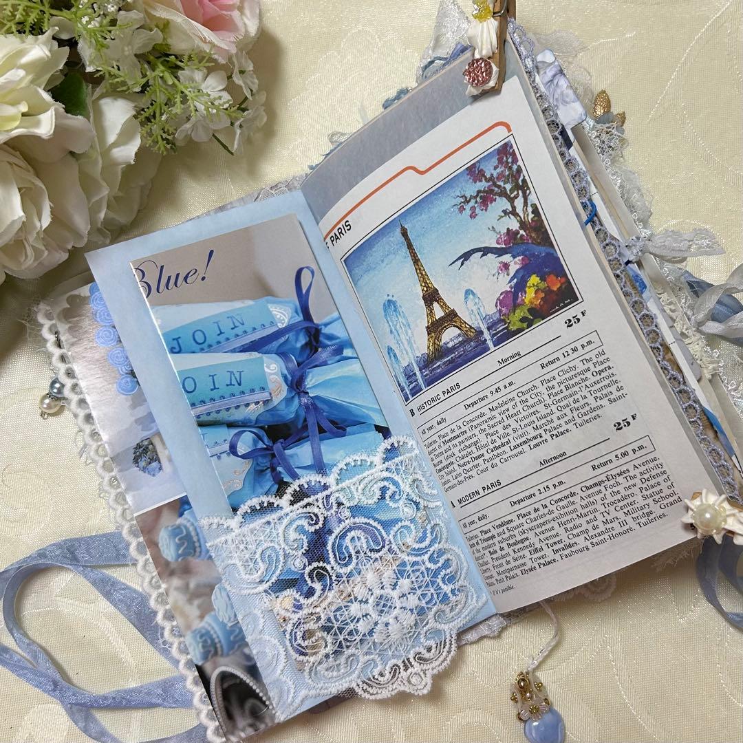 薔薇とレースのジャンクジャーナル・雑記帳　Blue Wedding