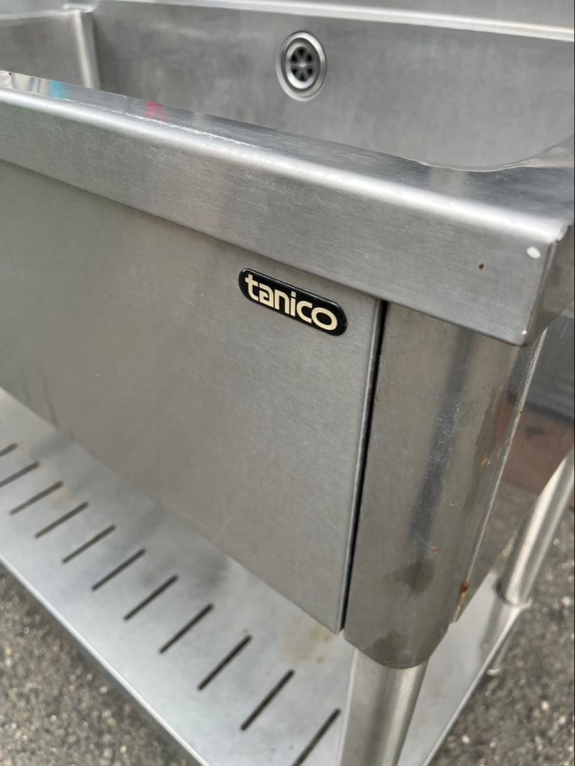 業務用 2槽シンク 2口蛇口付き 幅1500×奥450×高さ820+90