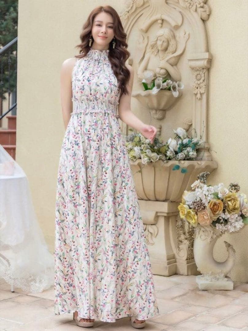 【めーぷる様】エルケイ　銀座クチュール　ローブドフルール　ロングドレス