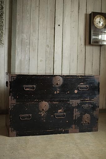 丸金具庄内箪笥　4杯　タンス　収納　古家具　古民家　時代家具