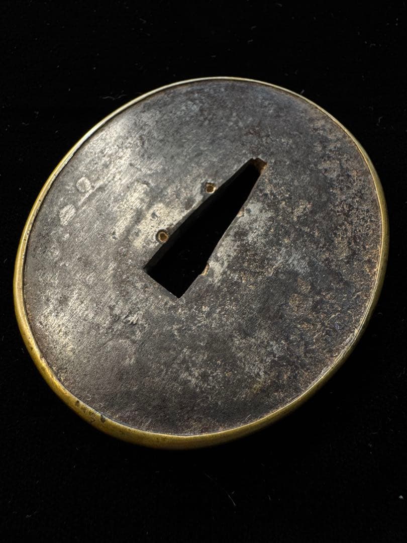 無銘 真鍮覆輪鐔 素文図 鍔 拵 日本刀 刀装具 骨董 古美術 江戸時代