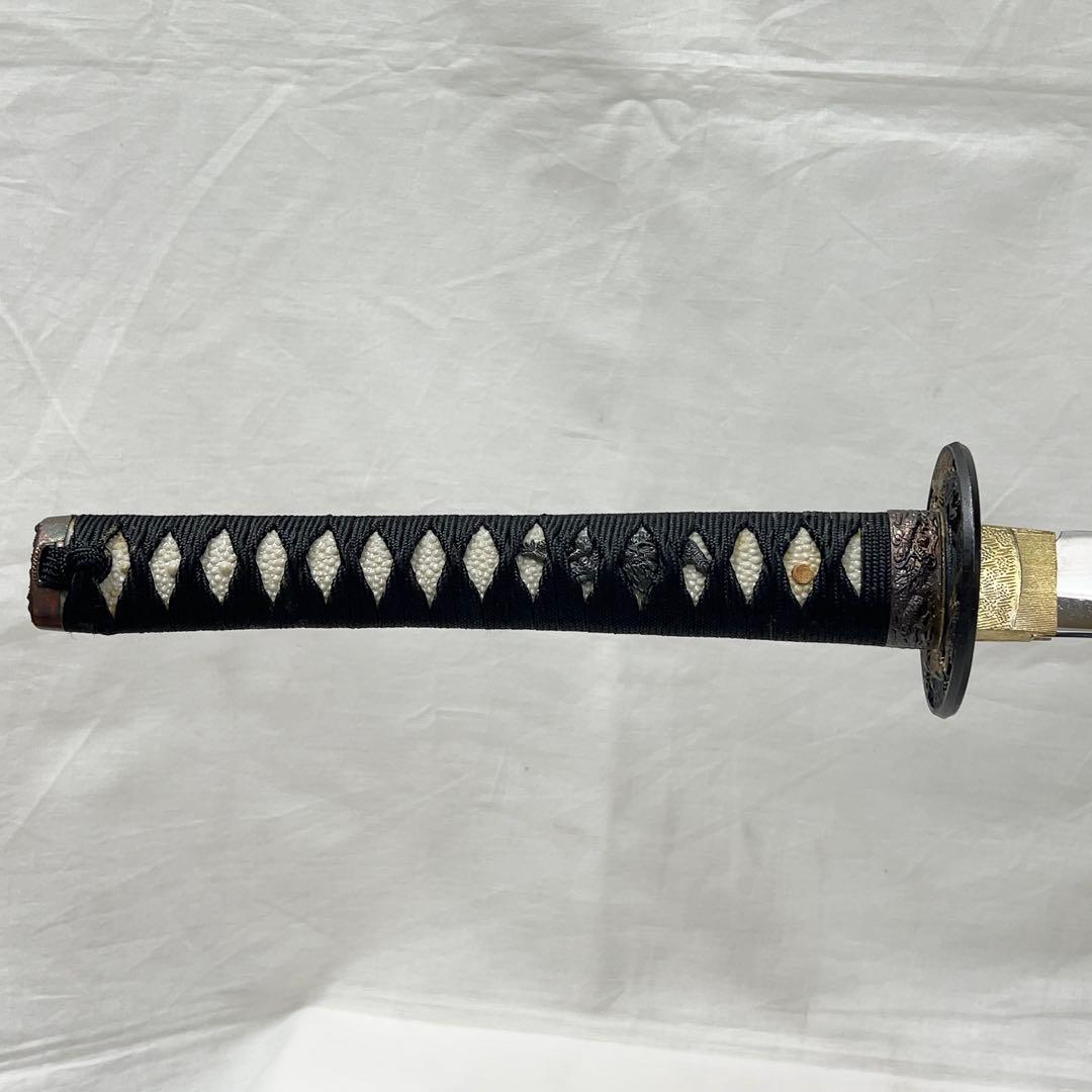 【模造刀】太刀 鉄鍔 鷹 松 縁起 図 全長99.0センチ 日本刀 刀剣 黒鞘