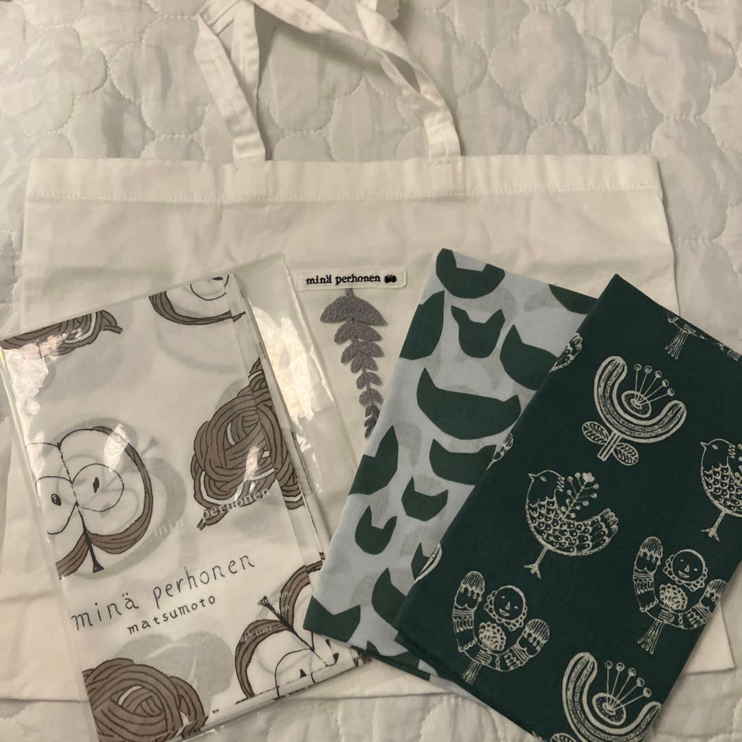 ミナペルホネン　手拭い　グリーン　てぬぐい　松本店限定　はぎれ　生地