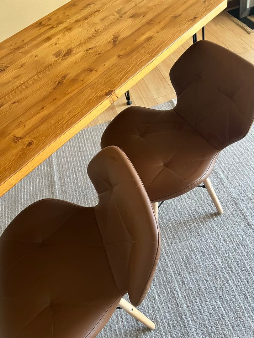 【渋谷区引き取り限定】幅160 LOWYA 無垢材 ダイニングテーブル　イス二脚