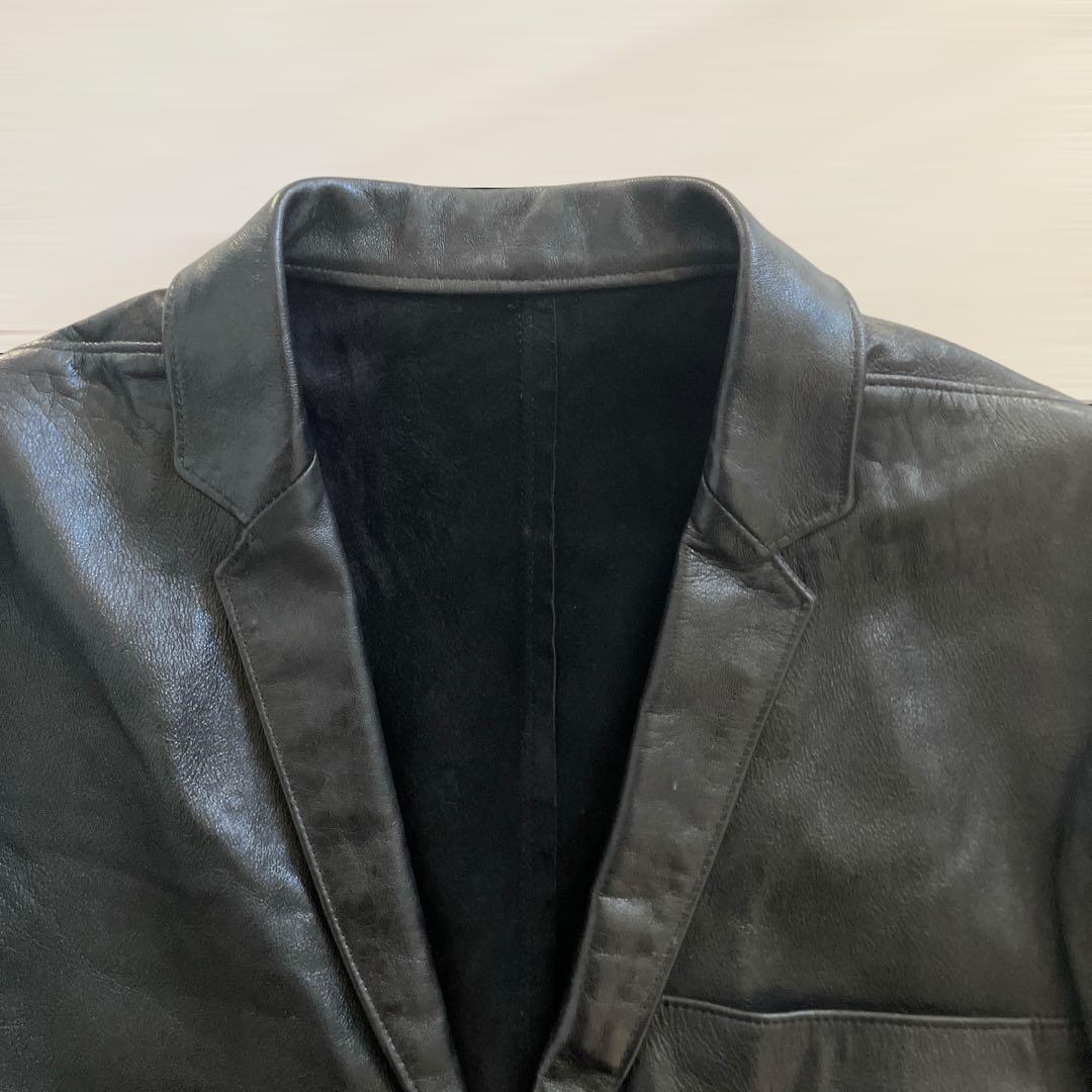 STRUM ラムレザー テーラードジャケット 1 S 黒 レザーライダース